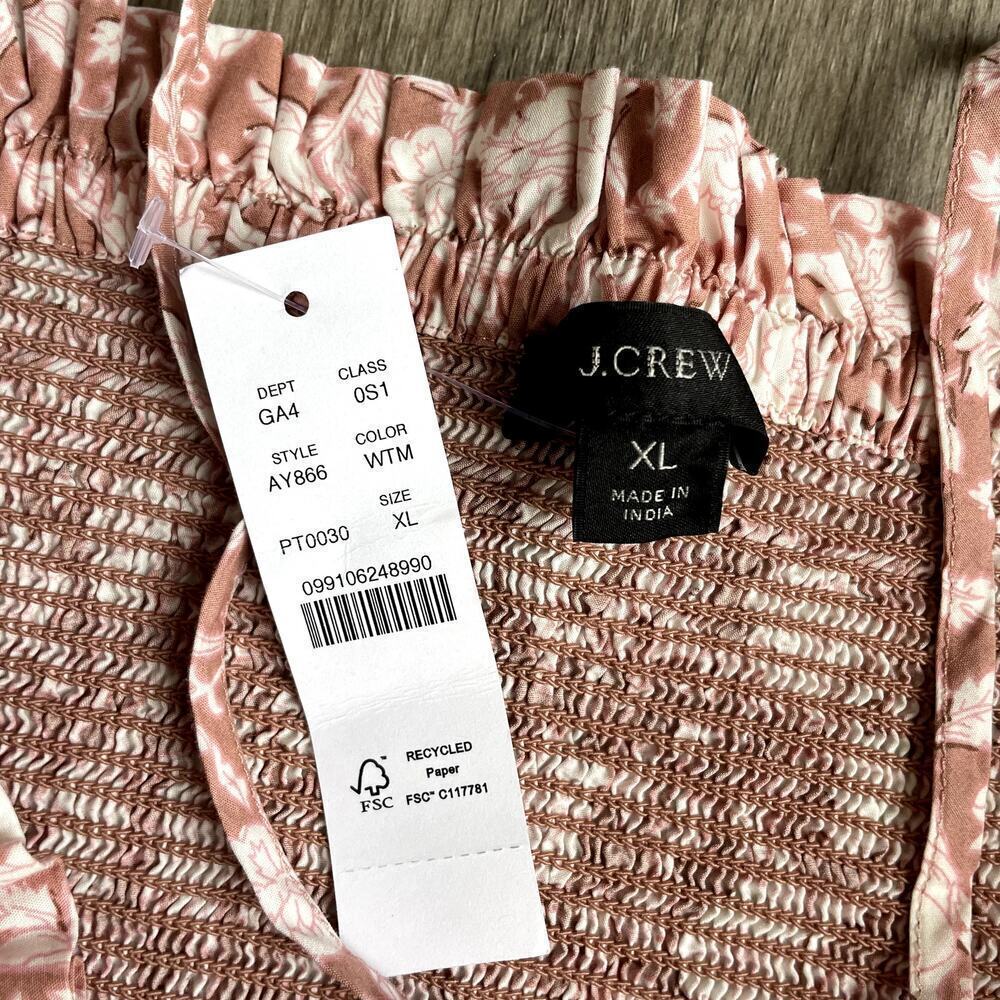 NWT J. Crew Smocked cotton poplin dress in Rose Vines XL​​​​ - Picture 6 of 6